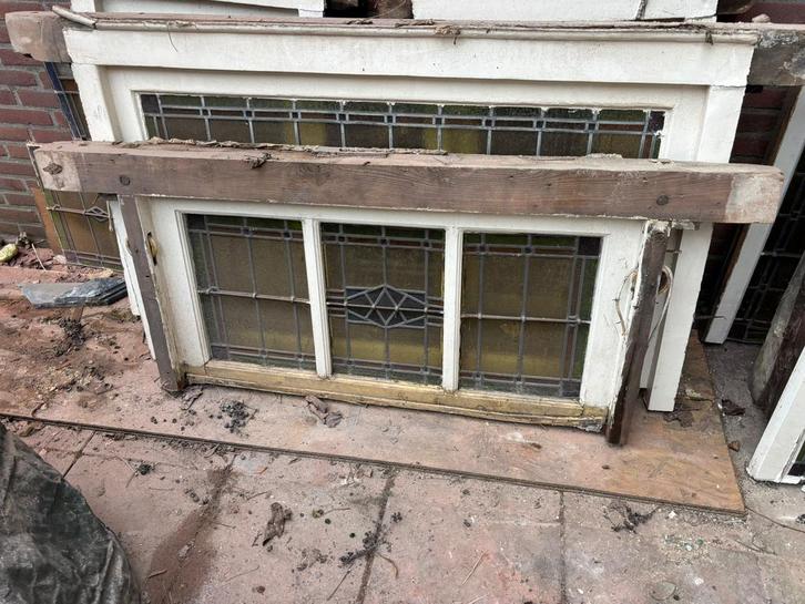 Glas in lood diverse maten, Doe-het-zelf en Verbouw, Glas en Ramen, Gebruikt, Gevelraam of Ruit, Minder dan 80 cm, Glas in lood