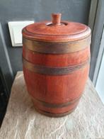 Mooie houten sigaren of tabakpot gekuipt met koperen banden., Antiek en Kunst, Curiosa en Brocante, Ophalen of Verzenden
