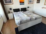 Tweepersoonsbed met bodems, Huis en Inrichting, Ophalen, Wit, Tweepersoons, Zo goed als nieuw