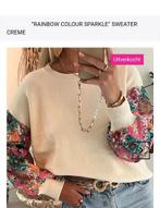 Rainbow color sparkle sweater one size trui L -xl pailetten, Wit, Maat 42/44 (L), Ophalen of Verzenden, Lange mouw