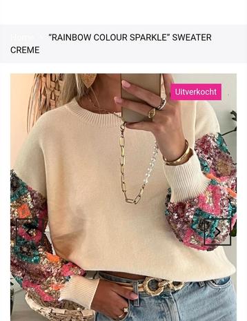 Rainbow color sparkle sweater one size trui L -xl pailetten  beschikbaar voor biedingen