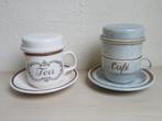 Koffie en thee set, met filterhouders, Huis en Inrichting, Keuken | Servies, Gebruikt, Ophalen of Verzenden, Overige stijlen, Kop(pen) en/of Schotel(s)