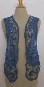 Blauw kantlook boho/Ibiza gilet/hesje/top! L, Maat 42/44 (L), Zo goed als nieuw, Zonder mouw, Verzenden