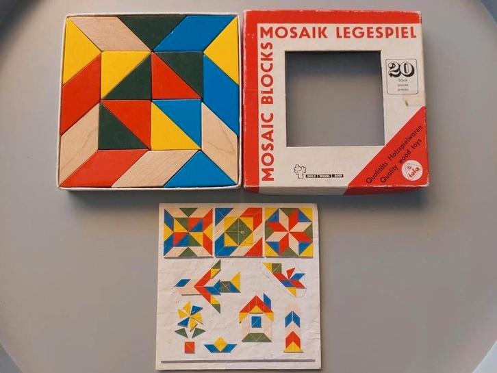 Vintage TOFA Tangram / Mozaïek Puzzel Compleet + voorbeelden, Kinderen en Baby's, Speelgoed | Educatief en Creatief, Gebruikt