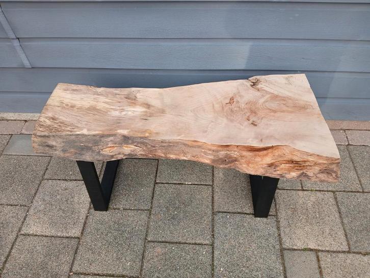 Landelijk bankje salontafel boomstamplank, Huis en Inrichting, Tafels | Salontafels, Minder dan 50 cm, 50 tot 100 cm, 100 tot 150 cm