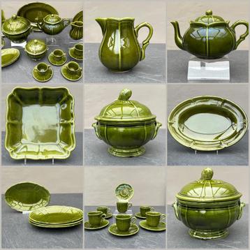 17-delig Niderviller servies, groen aardewerk, jaren '50/'60 beschikbaar voor biedingen