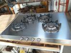 Gaskookplaat opbouw RVS 4 pits, Gebruikt, Gas, Vrijstaand, 4 kookzones