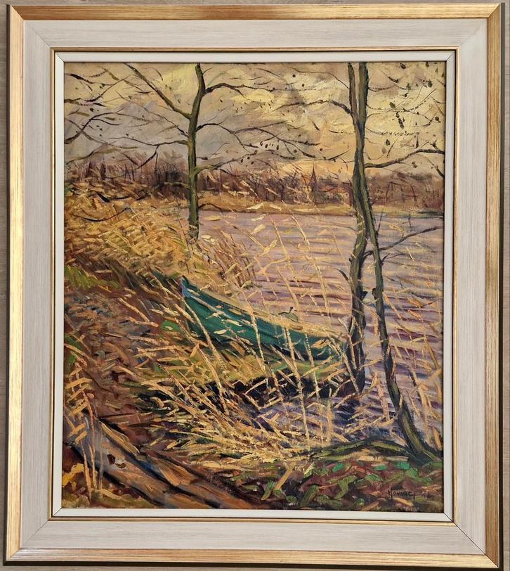 Wietse Hoving - Groninger Ploeg olieverf op doek, Antiek en Kunst, Kunst | Schilderijen | Klassiek, Ophalen of Verzenden