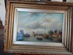 Schilderij rivier met bootjes, Ophalen of Verzenden