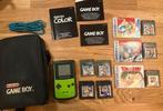 Game Boy Color Groen + games, hoes, boekjes - zeer netjes!, Spelcomputers en Games, Spelcomputers | Nintendo Game Boy, Ophalen