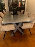 Antracietgrijze eettafel 200x100 met kruispoten, Ophalen, Gebruikt, 100 tot 150 cm, Vijf personen of meer