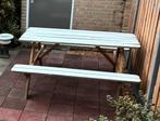 Picknicktafel met opklapbare banken, Tuin en Terras, Ophalen, Gebruikt, Rechthoekig, Hout