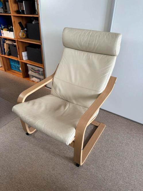 Leren Ikea Poang stoel, Huis en Inrichting, Fauteuils, Gebruikt, Leer, 50 tot 75 cm, 75 tot 100 cm, Ophalen