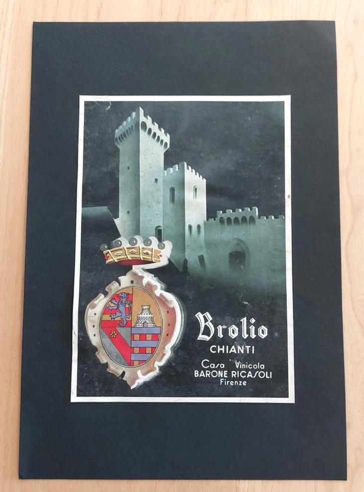 Twee oude prenten wijnkasteel Brolio, Chianti, Verzamelen, Foto's en Prenten, Zo goed als nieuw, Prent, Overige onderwerpen, Voor 1940