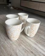Mokken Wit met Gouden Marmer - 4 stuks, Keramiek, Nieuw, Ophalen of Verzenden, Overige stijlen