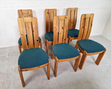 Set van 6 Deense grenen eetkamerstoelen, jaren 70 beschikbaar voor biedingen
