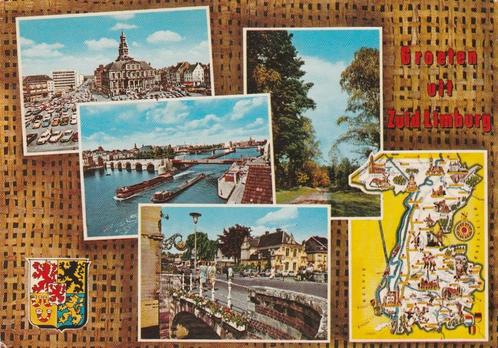 ZUID LIMBURG Maastricht Valkenburg Landkaart Groeten, Verzamelen, Ansichtkaarten | Nederland, Gelopen, Limburg, 1960 tot 1980