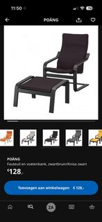 Ikea Poäng Schommelstoel + Voetenbankje ZGAN, Huis en Inrichting, Fauteuils, Ophalen, 75 tot 100 cm, Zo goed als nieuw, 50 tot 75 cm