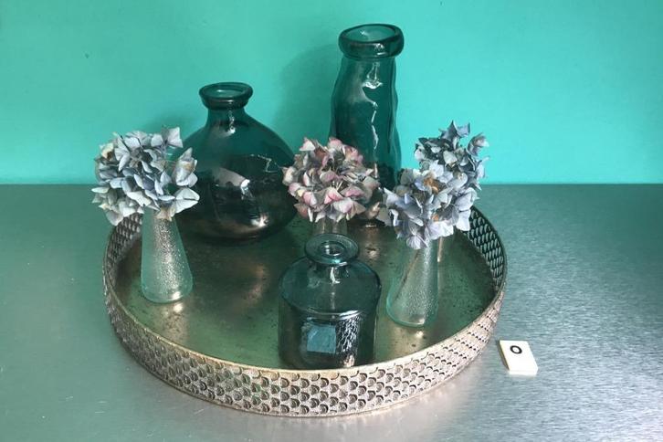 Tray of dienblad metaal - Countryfield, Huis en Inrichting, Woonaccessoires | Dienbladen, Gebruikt, Metaal, Rond, Ophalen of Verzenden