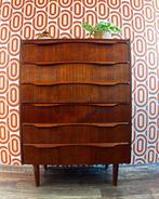 Vintage Deens design ladekast teakhout Klaus Okholm, Ophalen, Vintage design, 5 laden of meer, 100 tot 150 cm