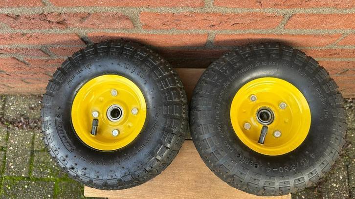 2 luchtband wielen voor steekwagen, bolderkar of trolley, Doe-het-zelf en Verbouw, Transportwagens, Zo goed als nieuw, Overige typen