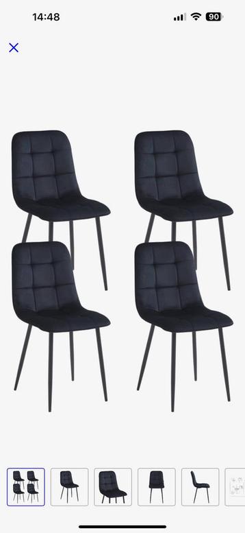 Nieuwe eettafel stoelen || set van 4 || zwart fluweel  beschikbaar voor biedingen