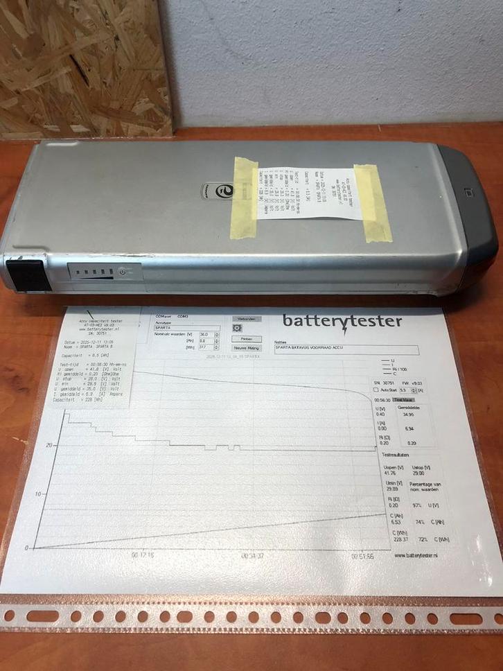 Sparta/batavus fiets accu met testrapport, Fietsen en Brommers, Fietsaccessoires | Fietsaccu's, Zo goed als nieuw, Ophalen of Verzenden