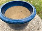 Blauwe geglazuurde bloempot buiten - 16 cm x 18 cm, Ophalen, Rond, Zo goed als nieuw, Minder dan 25 cm