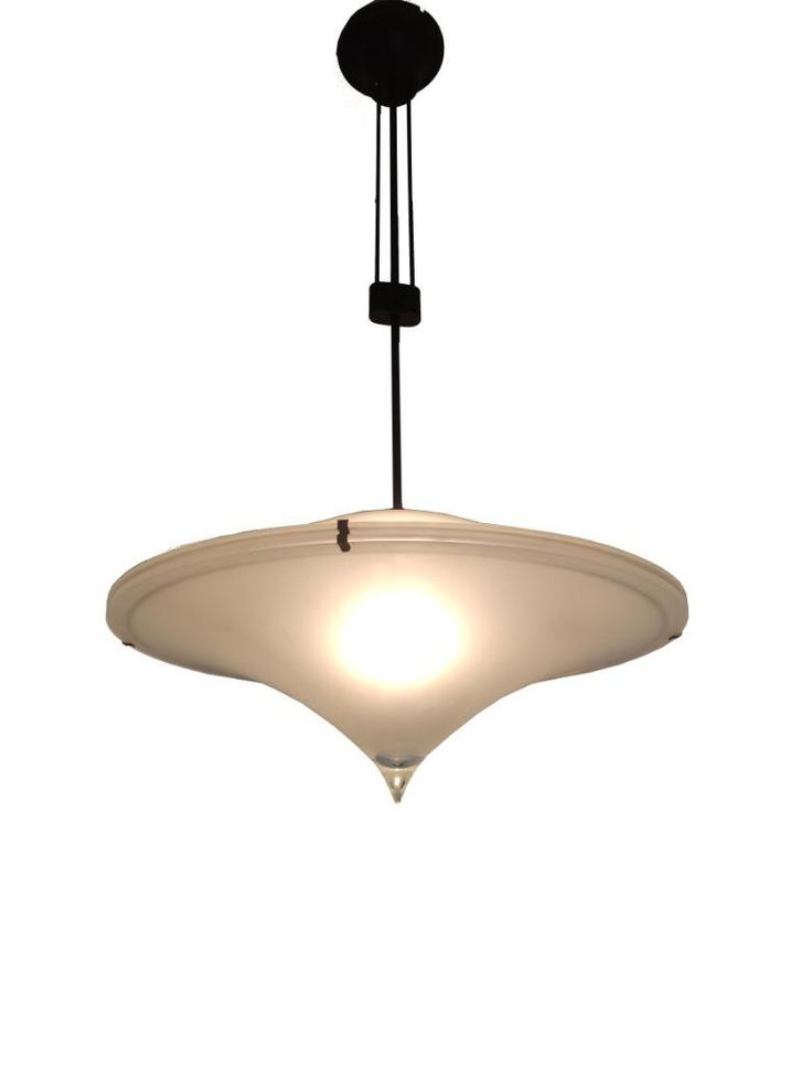 Enorme, zeldzame vintage L.Cecare design Alien hanglamp, Huis en Inrichting, Lampen | Hanglampen, Gebruikt, 75 cm of meer, Glas