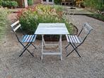 T.E.A.B Bistro setje tafel en 2 stoelen inklapbaar., Tuin en Terras, Tuinsets en Loungesets, Ophalen, Gebruikt, Hout, 2 zitplaatsen