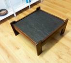vintage salontafel met zwart leistenen blad, Ophalen, 50 tot 100 cm, Teakhout, 50 tot 100 cm