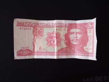 Cubaans bankbiljet  (3 pesos)  beschikbaar voor biedingen
