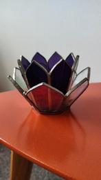 lotus bloem voor waxinelichtje Tiffany paars glas meditatie, Ophalen of Verzenden