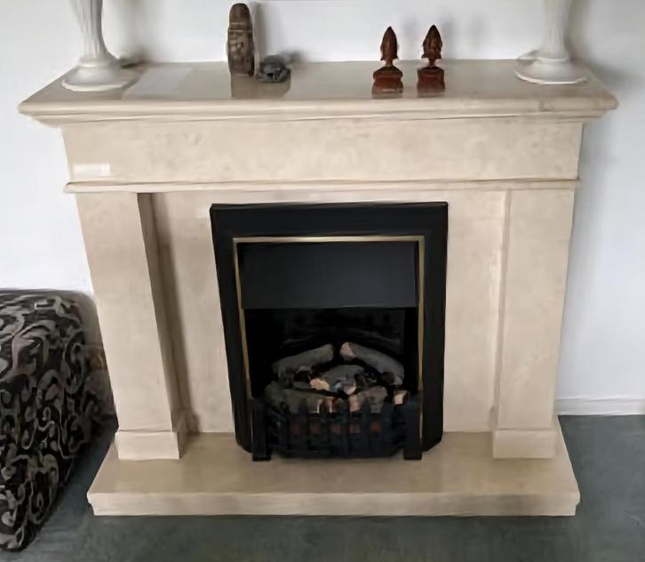 Elektrische sfeerkachel met massief marmeren schouw 2000W, Huis en Inrichting, Haarden, Gebruikt, Elektrische haard, Ophalen