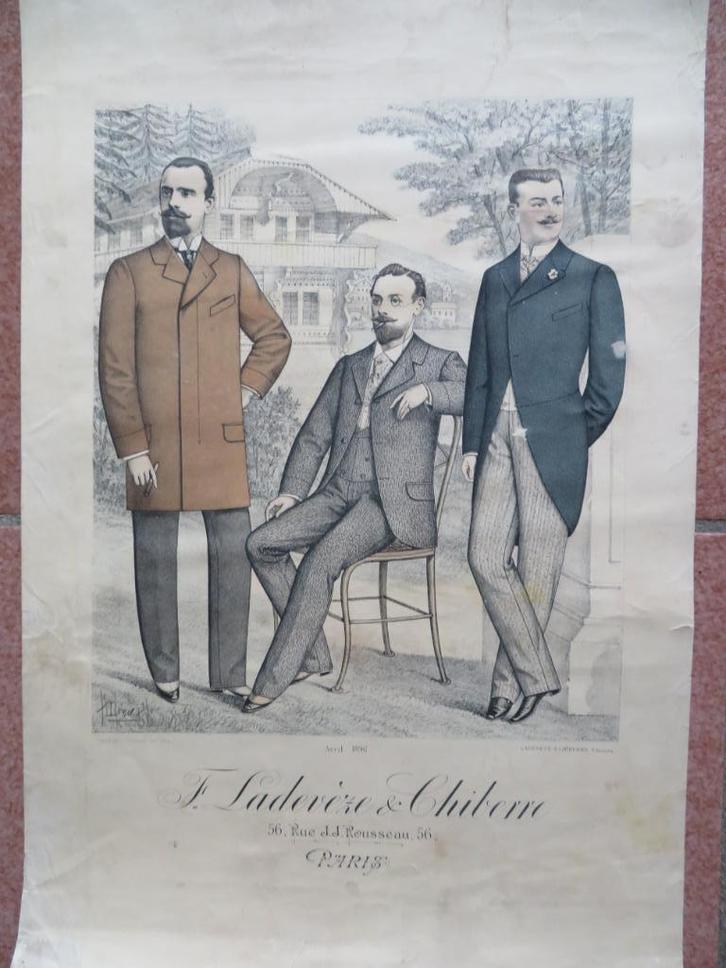 Antieke mode plaat - prent, Antiek en Kunst, Kunst | Etsen en Gravures, Ophalen of Verzenden