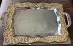 Vintage verzilverd oosters dienblad, Ophalen of Verzenden, Gebruikt, Rechthoekig, Hout