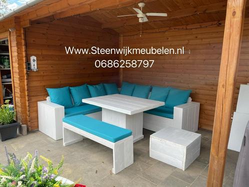 Steigerhout Loungebank Loungeset tuinbank hoekbank actie !, Tuin en Terras, Tuinsets en Loungesets, Zo goed als nieuw, Loungeset