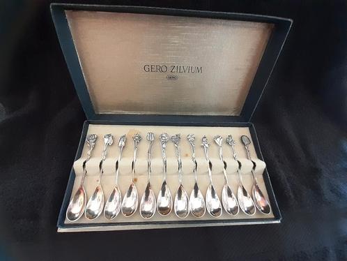 gero zilvium 12 theelepels bloemen in originele doos, Antiek en Kunst, Antiek | Bestek, Ophalen of Verzenden