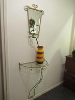 vintage goudkleurige spiegel met console tafeltje, Huis en Inrichting, Ophalen, Minder dan 50 cm, Gebruikt, Minder dan 100 cm