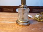 Vintage messing lamp met persglas, 41 cm., Ophalen of Verzenden