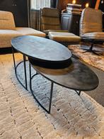 Salontafel set zwart aluminium ovaal, Nieuw, Minder dan 50 cm, Ovaal, 50 tot 100 cm