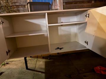 Dressoir plus wandkast wit met eiken kleur blad