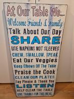 Houten Bord 'At Our Table We...' - Tafelgewoonten, Ophalen, Gebruikt
