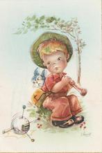 JONGEN MET HOND SPOEDNIK TEKN VERMET MOOIE OUDE KAART KH209, Ophalen of Verzenden, 1940 tot 1960, Ongelopen, Kinderen
