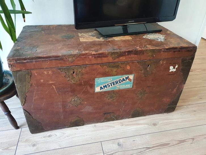Houten scheepskist, Huis en Inrichting, Woonaccessoires | Kisten, Gebruikt, 50 tot 75 cm, 50 tot 100 cm, Ophalen