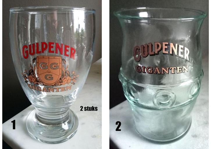 3 Gulpener Giganten Bierglazen, Verzamelen, Biermerken, Zo goed als nieuw, Glas of Glazen, Overige merken, Ophalen of Verzenden