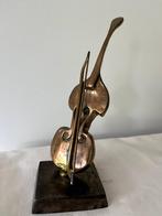 bronzen cellosculptuur van Yves Lohé, H 20cm, Ophalen of Verzenden, Zo goed als nieuw, Beeldhouwkunst