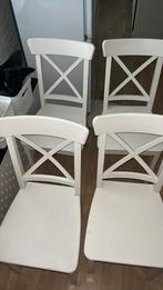 4 IKEA witte ROSENTORP / INGOLF stoelen met gebruikssporen, Ophalen, Gebruikt, Wit, Vier