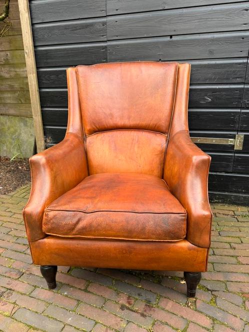 Fauteuil van schapenleer, Huis en Inrichting, Fauteuils, Gebruikt, 75 tot 100 cm, Ophalen of Verzenden