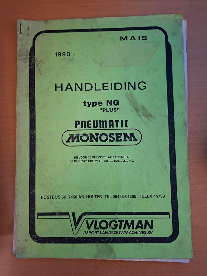 Handleiding Pneumatic Monosem NG "PLUS" - 1990, Boeken, Vervoer en Transport, Ophalen of Verzenden